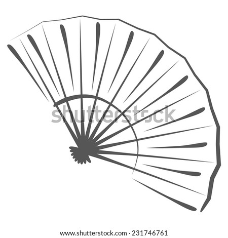 Sketched Folding Fan. Design Template For Label, Banner, Badge, Logo 