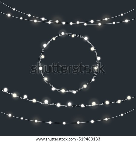 Set of garland Christmas lights. Bright holiday lights. Vector holiday elements illustration template for web design or greeting card