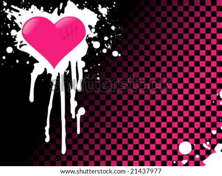 wallpaper heart emo. stock vector : Pink emo heart