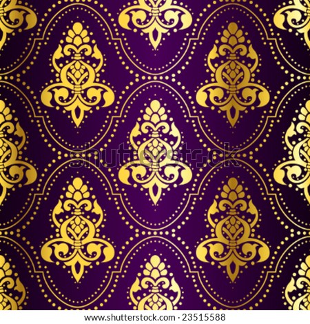 wallpaper purple and gold. stock vector : Gold-on-Purple