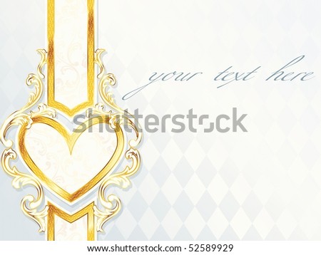 stock vector Horizontal rococo wedding banner with heart emblem 