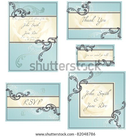 stock vector Set of blue Rococo wedding designs eps10 jpg version also