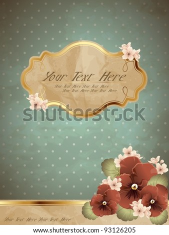stock vector Romantic blue vintage banner with flowers eps10 