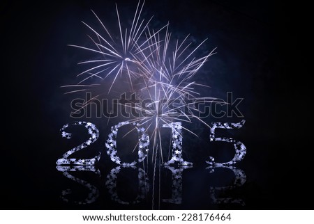 Happy new year greeting with fireworks