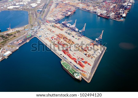 aerial view of durban harbour, south africa