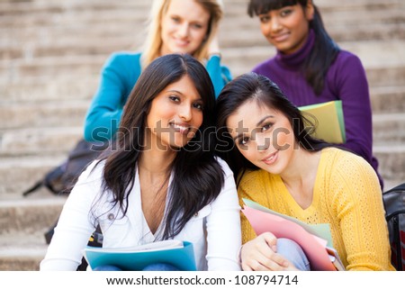 group of young female university friends
