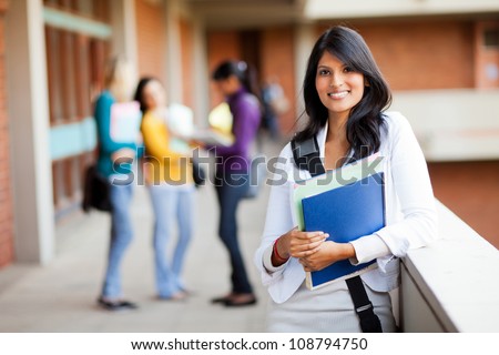 group of young female college students on campus
