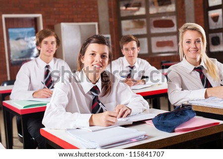 group of high school students in classroom
