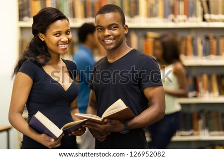 group of african american university students in library