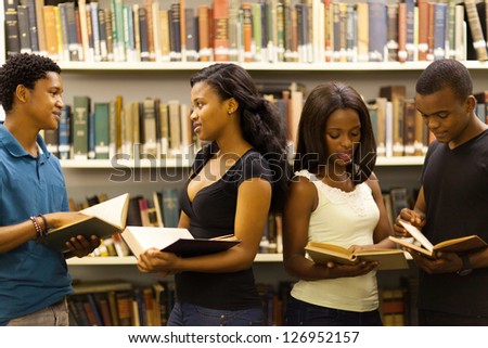 group of african american students in library