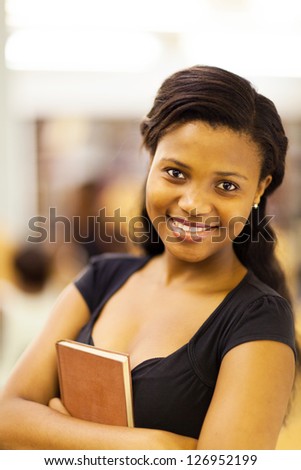 cute female african american college student closeup
