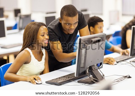 group african university students in computer room