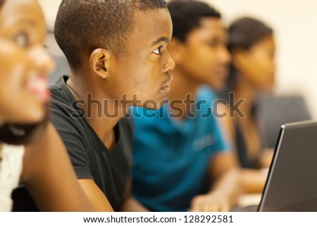 group of african american college students in lecture room