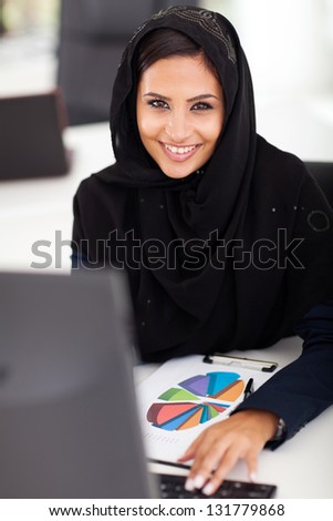 attractive female Arabic office worker in office