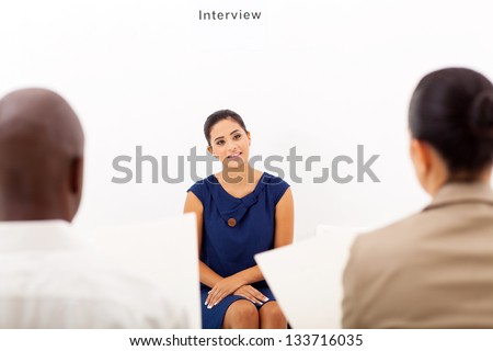 young female applicant during job interview