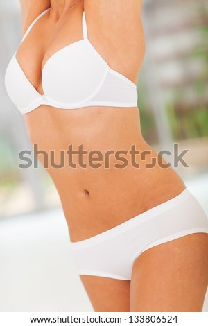 close up woman slim body