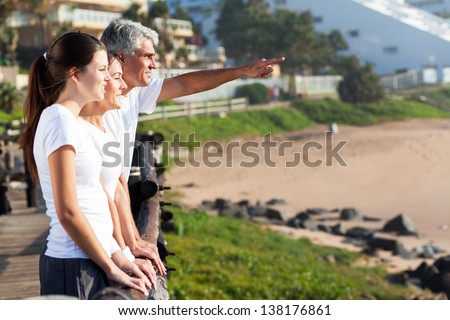 healthy family at beach in the morning