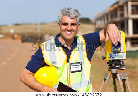 middle aged land surveyor portrait outdoors