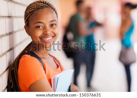 pretty african american university student closeup