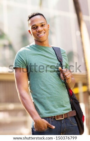 cute african american college boy on campus