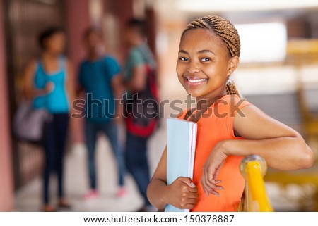 happy female african american college student close up