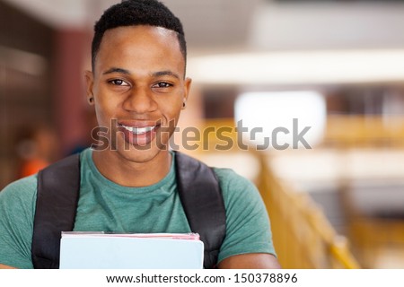 close up portrait of cute afro american university student