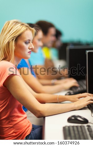 group college students in computer lab