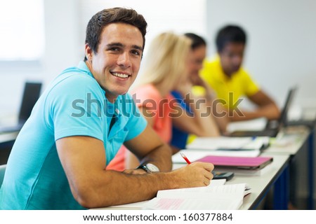 portrait of happy young male university student