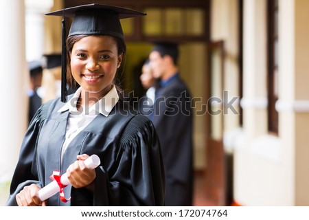 smart female african university graduate on graduation day