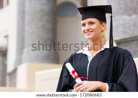 pretty female college student at graduation