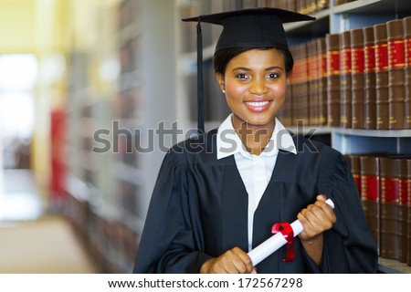 pretty african university law school graduate on graduation day