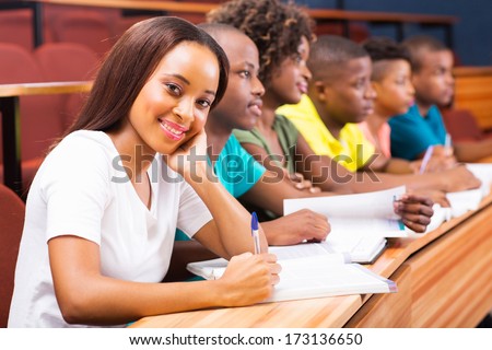 group of african american university students in lecture room during a lesson