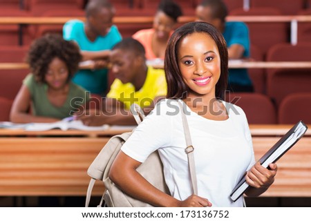 cute female african american college student closeup