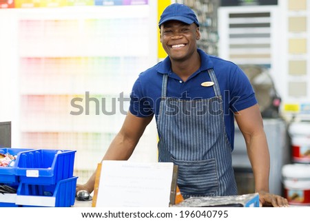 portrait of african american hardware store worker