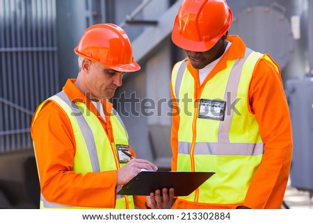 professional technical workers working at power plant