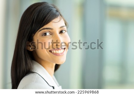 close up portrait of pretty indian office worker