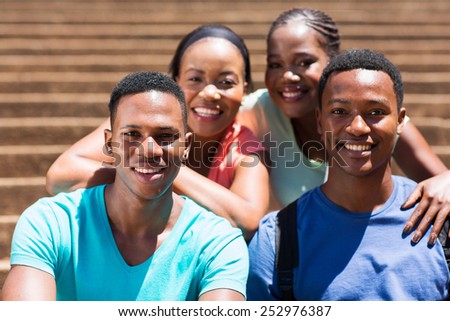 group of beautiful african american college friends