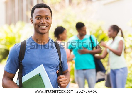 happy black university student looking at the camera