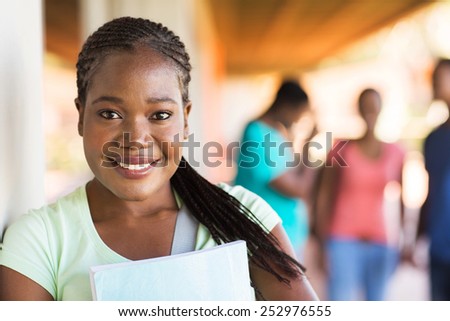 close up portrait of african university student on campus
