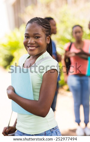 smiling young black college girl on campus