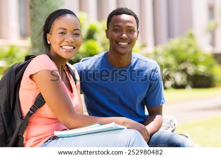 happy african university couple on campus