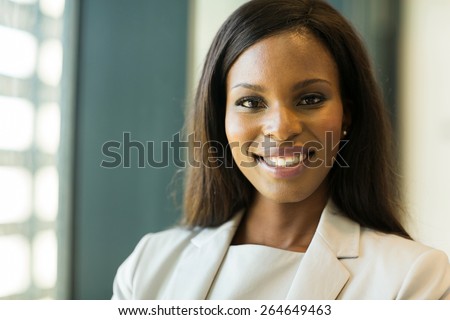 closeup portrait of young afro american businesswoman