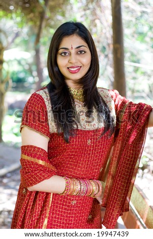 Indian woman in red sari