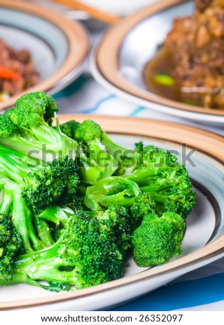 chinese meal with broccoli and meat