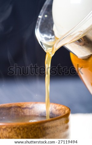pouring hot tea