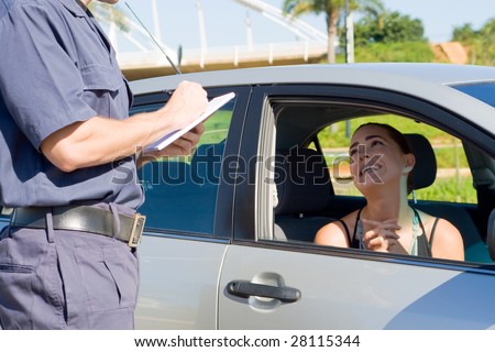 female driver begging traffic police not to write a ticket