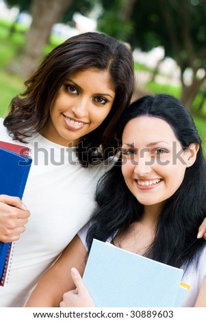 two female university students in campus