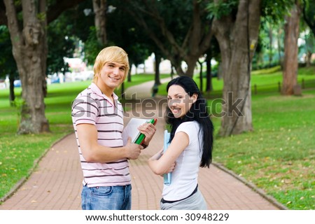 young college students in school campus