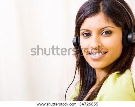 woman listening music with headset