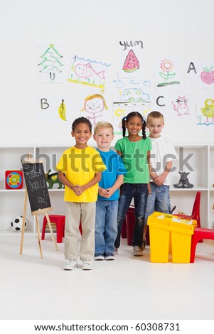 group of kindergarten kids in classroom